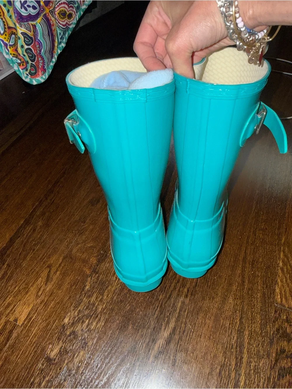 Hunter Teal Green Women's Rubber Rain Boots